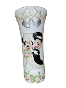 Mickey And Minnie Mouse Wedding Vase Porcelain Vintage - Picture 1 of 8