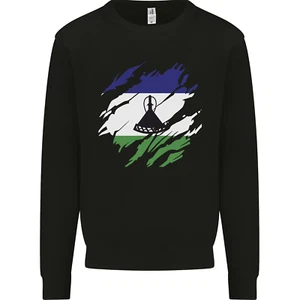 Torn Lesotho Flag Basotho Day Football Kids Sweatshirt Jumper - Picture 1 of 97
