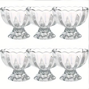 6 x Stemmed Footed Trifle Pudding Glasses Ice Cream Sundae Dessert Bowls - Picture 1 of 5