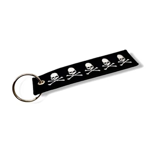 llavero calavera skull moto rider custom cinta bones keychain bordado bike - Picture 1 of 3