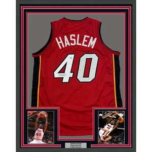 Framed Autographed/Signed Udonis Haslem 35x39 Miami Red Jersey BAS COA - Picture 1 of 2