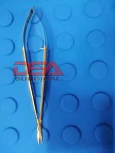 Kamiyama Micro Scissors For Neurosurgery Serrated Blade 18 cm Gold Coated - Picture 1 of 3