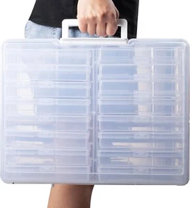 Plastic Clear Photo Storage Box Picture Containers With Large, - Picture 1 of 9