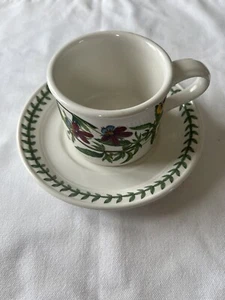 PORTMEIRION Botanic Garden drum shaped breakfast cup and saucer Viola Tricolor - Picture 1 of 7