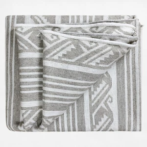 Handwoven Soft & Warm Heavy Thick Llama Wool Blanket - Ivory/Gray XL 94x79 in - Picture 1 of 10