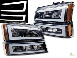 Faros de barra LED negros 03-06 Chevrolet Silverado 1500 2500 3500 - Imagen 1 de 10