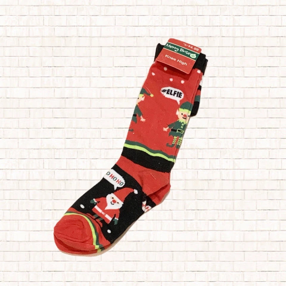 Calcetines navideños hasta la rodilla para mujer de Merry & Brite de CVS NUEVOS CON ETIQUETAS OBO Foto 1 de 4