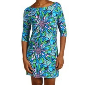 Lilly Pulitzer Printed Cassie mini Dress size XS blue green floral - Picture 1 of 8