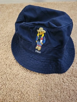 Polo Ralph Lauren Polo Oso Algodón Chino Cubo Sombrero Talla S/M Azul Marino Nuevo con Etiquetas  Foto 1 de 4