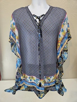 Tommy Bahama Damas Natación Cubre Poliéster Azul Estampado Floral Adulto Talla S/M Foto 1 de 4