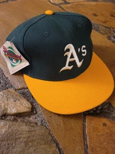 Deadstock Vintage Oakland Athletics A's New Era Diamond Pro Fitted Hat 7 5/8 - Picture 1 of 14
