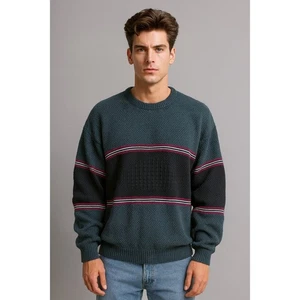 Jantzen Pullover Sweater Multicolor Mens Size XL Knit Crew Neck Vtg 90s - Picture 1 of 7