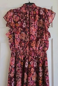 Cynthia Steffe Womens Sz L Jumpsuit Paisley Long Flowy Short Flutter Sleeve New - Picture 1 of 5