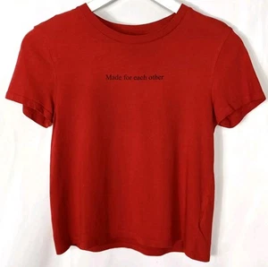 H&M Red Slogan Graphic Romantic Crop Tshirt XS- 8/10 |Grunge Y2K Summer Autumn - Picture 1 of 9