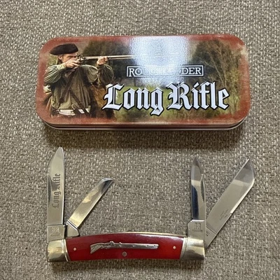 Rough Rider RR2617 Red Long Rifle Congress Pocket Knife in Collectible Tin EDC - Image 1 of 3