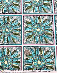MOSAIC #28441 by Sheri Small for Windham Fabrics Turquoise Floral Mosaic  1 yd - Picture 1 of 1