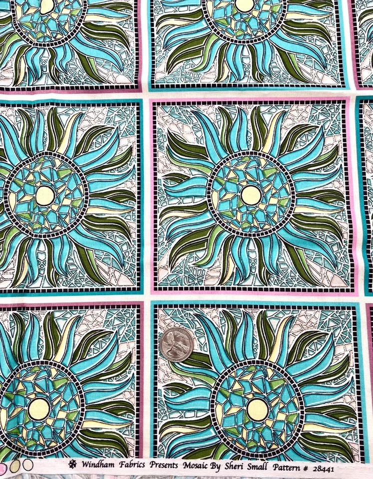 MOSAIC #28441 by Sheri Small for Windham Fabrics Turquoise Floral Mosaic  1 yd - Image 1 of 1