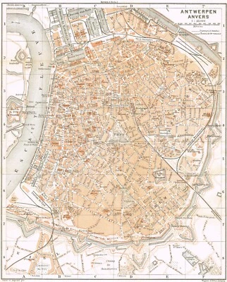 ANTWERP Antique Original map 1897  Antwerpen  Original city plan BELGIUM - Image 1 of 4