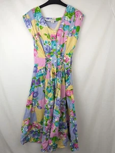 Vintage New Edition Floral Cottage Core Granny Core Pastel Dress VTG 14 UK 8 - Picture 1 of 6