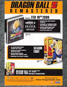 Dragon Ball Z DVD remasterizado Blu Ray lanzamientos anuncio impreso arte vintage CA 2009 - Imagen 1 de 1