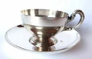 RARISSIMA TAZZINA DA CAFFÈ IN METALLO + PIATTINO F. BROGGI VINTAGE - Foto 1 di 7