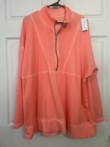 Neu mit Etikett Livi Lane Bryant Größe 22/24 orange 1/2-Reißverschluss French Terry Active Sweatshirt - Bild 1 von 5