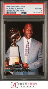 1993 STADIUM CLUB MEMBERS ONLY 59 MICHAEL JORDAN HOF PSA 8 X3731515-279