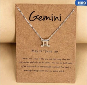 GEMINI 12 Constellation Zodiac Sign Silver Pendant Necklace - Picture 1 of 1