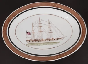 Plato de porcelana de exportación chino vintage/antiguo súper raro "The Ships" 14 1/4" - Imagen 1 de 17