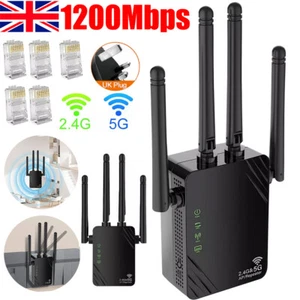 1200Mbps WiFi Signal Extender Range Repeater Booster Internet Amplifier UK Plug - Picture 1 of 14