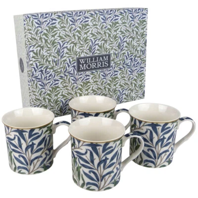 THE LEONARDO COLLECTION William Morris Willow Bough Set of 4 Tea and Coffee Mugs