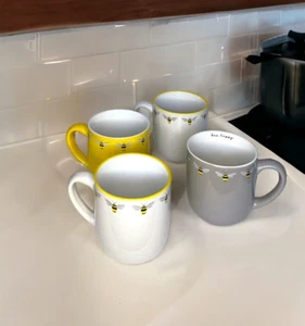 Set di 4 tazze da tè stampate Bee Happy tazze da caffè tazze da cucina qualità premium - Foto 1 di 8