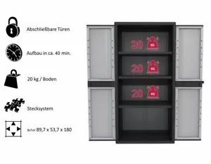 Kreher XXL Kunststoffschrank Werkstattschrank Schrank Gartenschrank extra tief - Bild 1 von 3