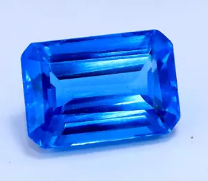 10.05 CT Natural Certified Tanzania Blue Emerald Cut Loose Gemstone - Picture 1 of 5