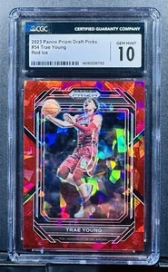 TRAE YOUNG - 2023 🔥PANINI PRIZM DRAFT PICKS “RED ICE” #54 / CGC MINT 10🔥ROOKIE - Picture 1 of 12