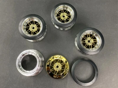 3RACING Plastic Rim Set BLACK / CHROME / RAINDOW For D5 Lite & D5 MR Drift Car - Image 1 of 4