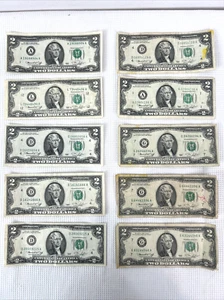 1976 $2 Bank Note 10 Circulated Bills A D F G L Series Duplicate Triplicate # - Picture 1 of 17