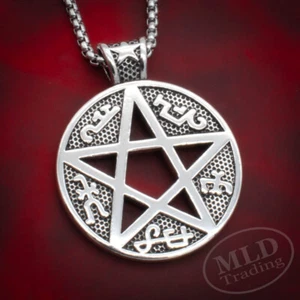 Collar colgante pentáculo pentagrama en cadena de caja de 23"" - aleación, diseño intrincado - Imagen 1 de 12