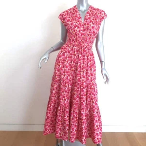 Derek Lam 10 Crosby Fatima Midi Dress Pink Floral Print Stretch Cotton Size 2 - Picture 1 of 8