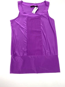 The Limited XS Purple Sleeveless Blouse NWT Pleat Front NEW - Picture 1 of 8