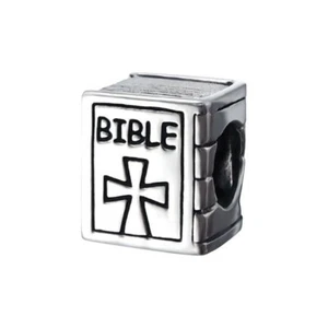 Bible Cross Charm Bead 925 Sterling Silver for Europeans Bracelets Compatible - Imagen 1 de 4