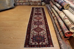 _ANTIQUE_HALL_RUNNER_HERIZ_RUG_9 FT. ANTIQUE TRADITIONAL KARAJA 2'6" X 9' TRIBAL - Picture 1 of 12