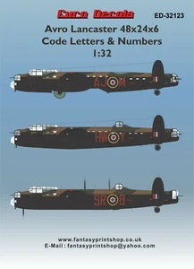 Fantasy Printshop DECALS EURO ED-32123 AVRO LANCASTER BOMBER CODICI 1/32 - Foto 1 di 3