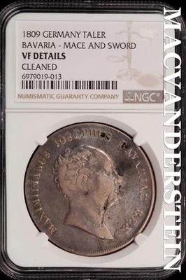 Germany: 1809 Bavaria Taler - NGC VF Details - Scarce  No Reserve  #SLi470 - Image 1 of 2