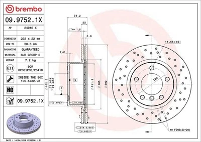 Disco de freno BMW 1 (E81) 118 i 09.9752.1X Foto 1 de 2