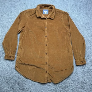 LL Bean Cordhemd Damen L braun Shacket weite Wale Baumwolle Knopfleiste - Bild 1 von 11