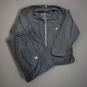 Starter Mens XL Storm Star Black Full Zip Warm Up Jacket And Pants Rain Gear - Picture 1 of 24