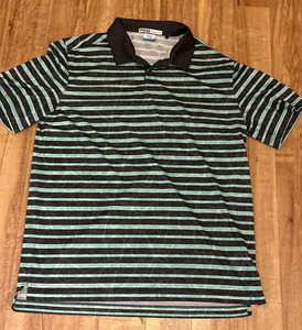 Ping Sensor cooles Herren Größe Large Polo Golf Shirt grün und schwarz gestreift feuchtigkeitsableitend - Bild 1 von 6