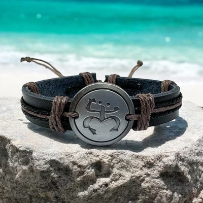 Pulseira Coqui Taino | Joias porto-riquenhas feitas à mão | Couro ajustável unissex - Imagem 1 de 4