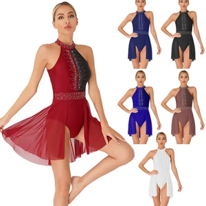 Mujer Leotardo Body Vestido de Baile Disfraz Figura Patinaje Competición Moderno - Imagen 1 de 73